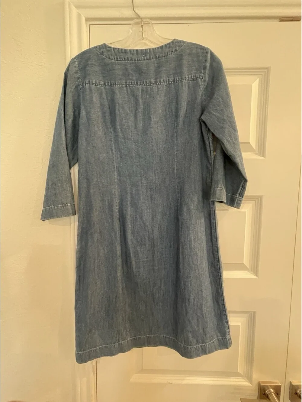 Talbots Women's Blue Denim Front Neck Ties Petite 2p Dress
